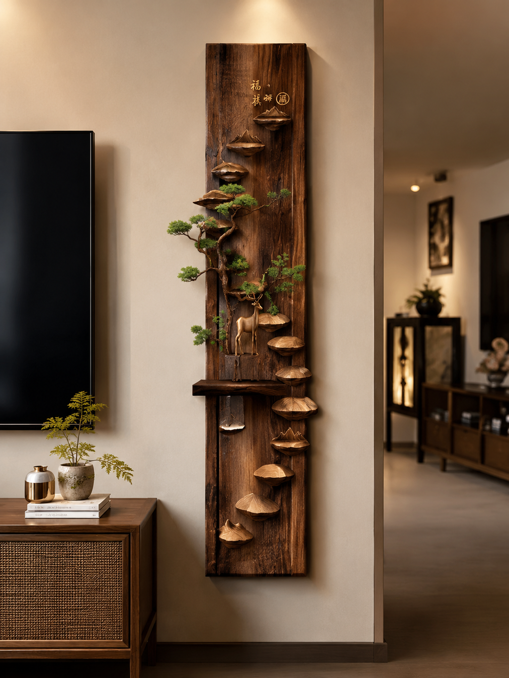 Prosperity Deer Vertical Wall Sculpture