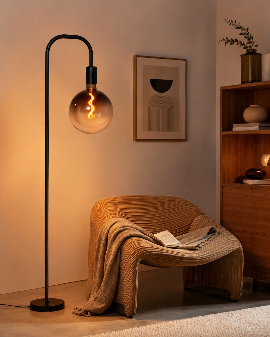 Modern Industrial Globe Floor Lamp