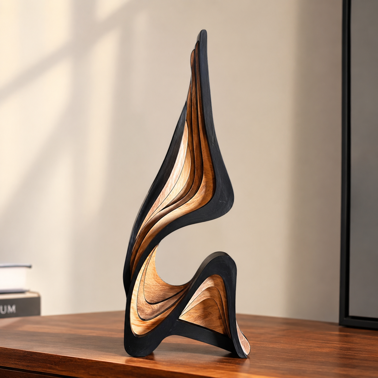 Artistic Abstract Wooden Streamline Sculpture
