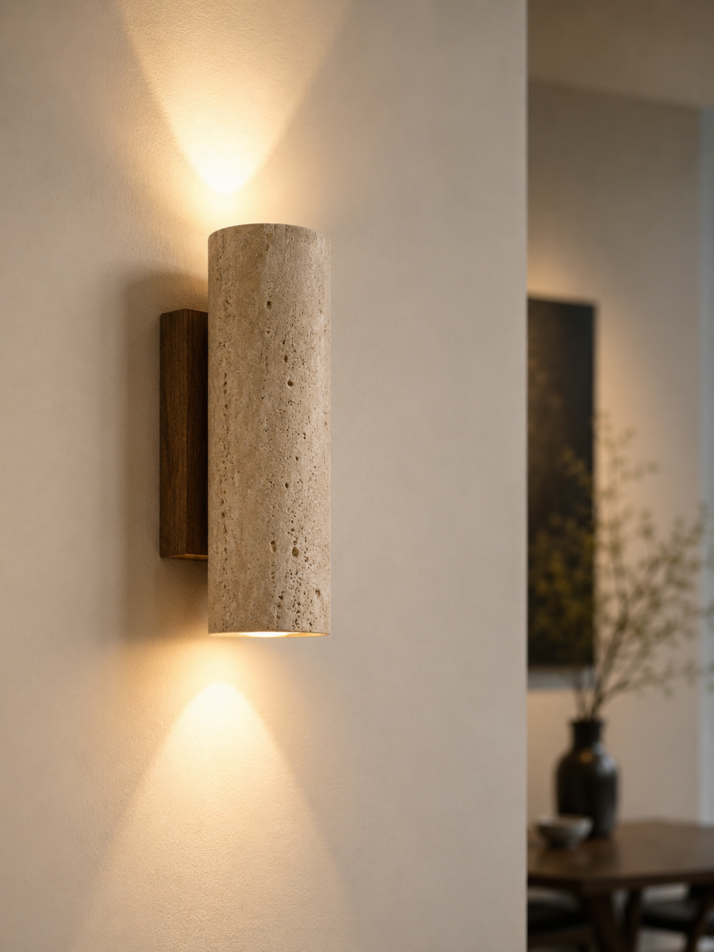 Natural Travertine Stone Wall Sconce