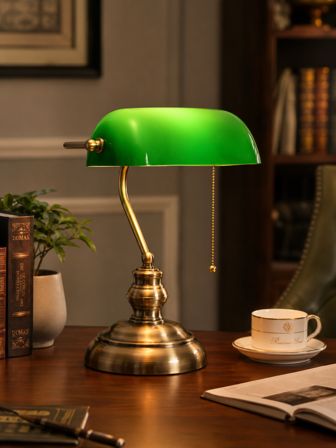 Retro Green Banker Desk Lamp