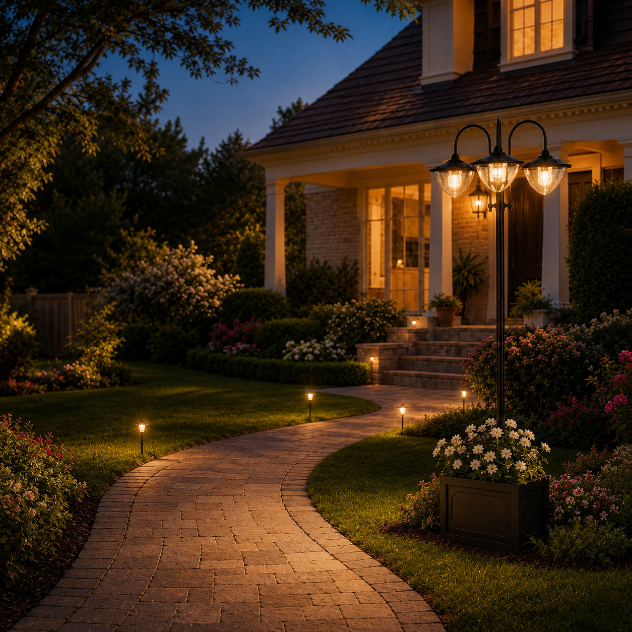 74.5" Solar Lamp Post with Planter