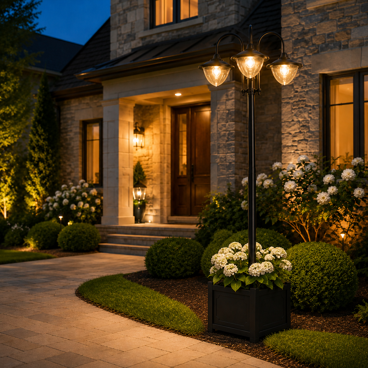 74.5" Solar Lamp Post with Planter