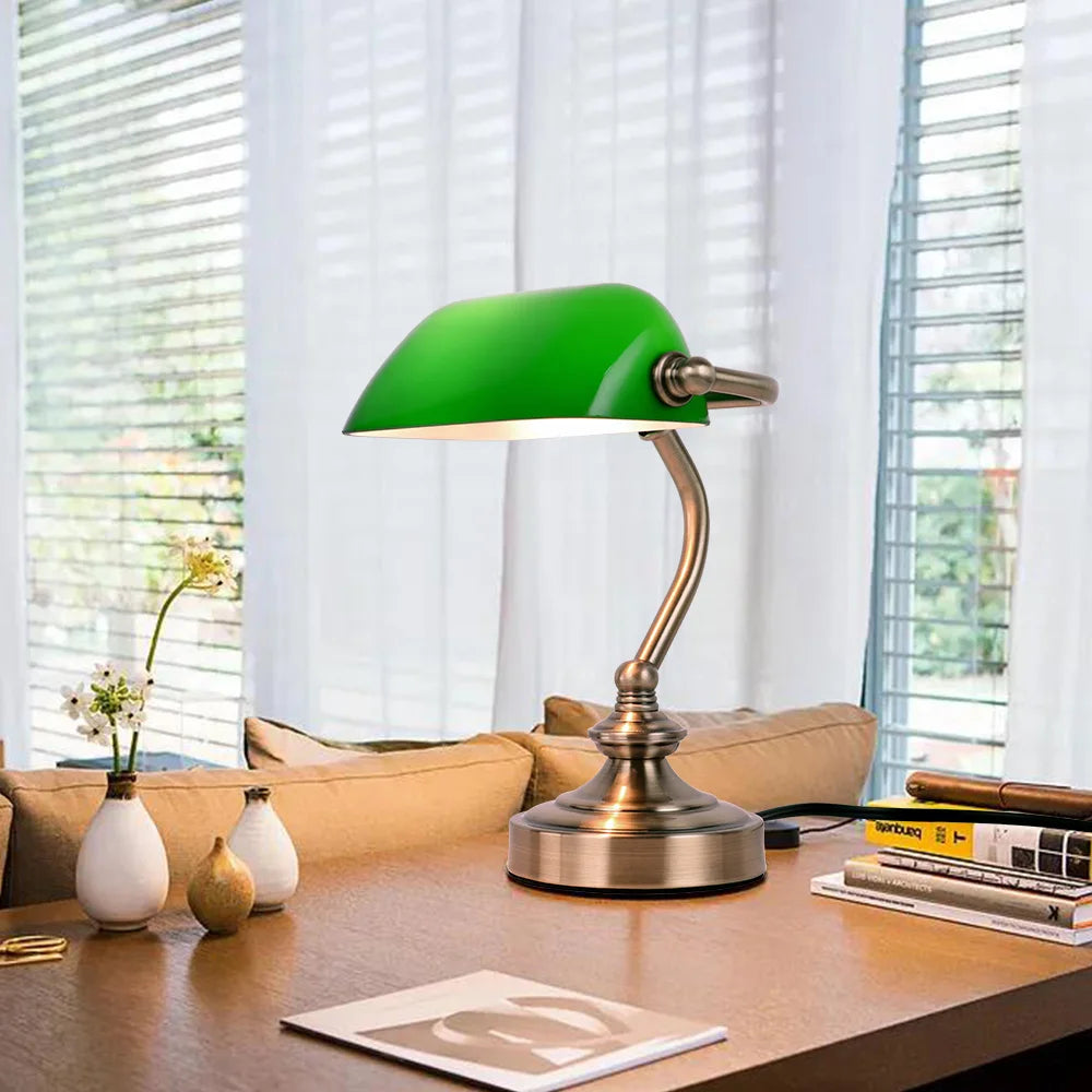 Retro Green Banker Desk Lamp