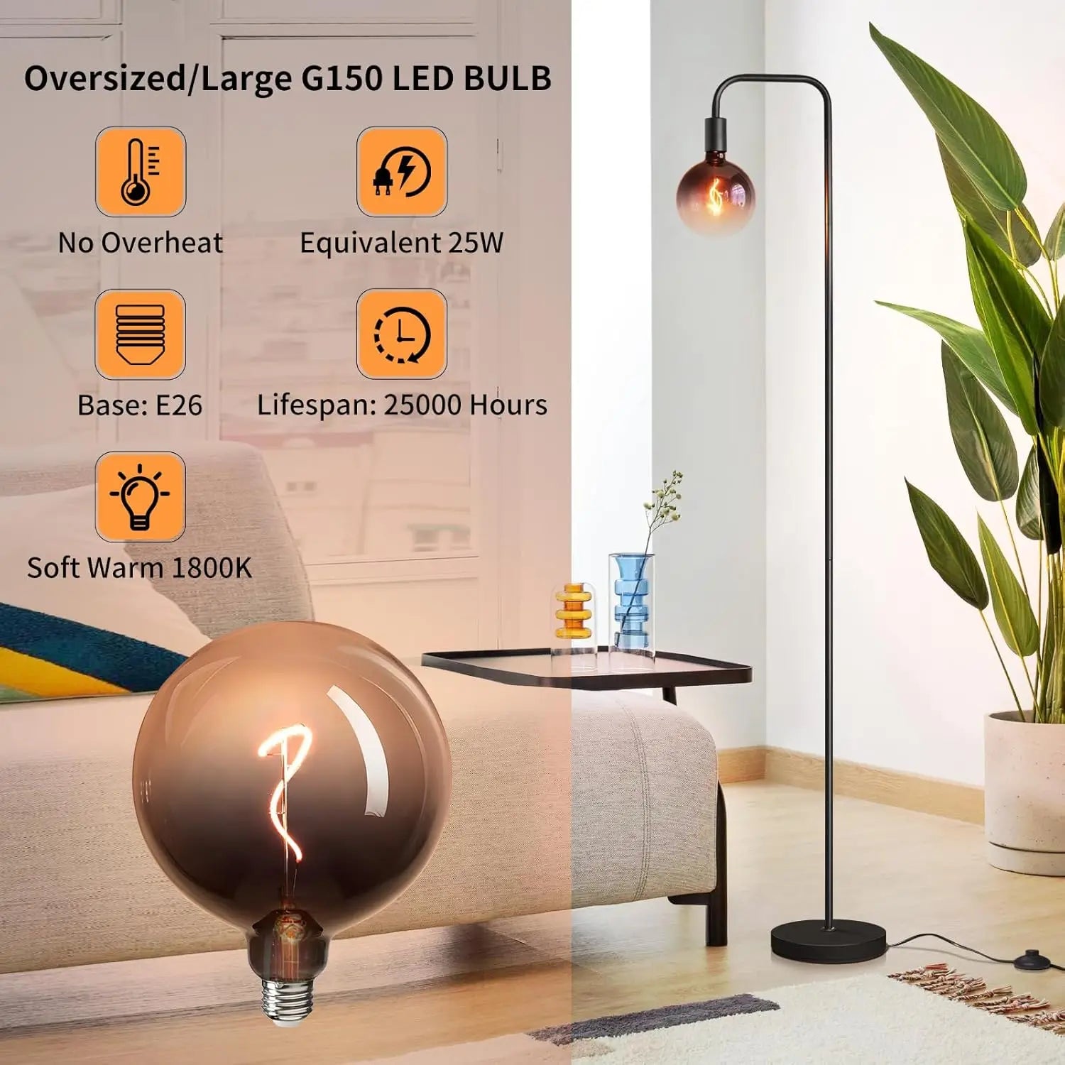 Modern Industrial Globe Floor Lamp
