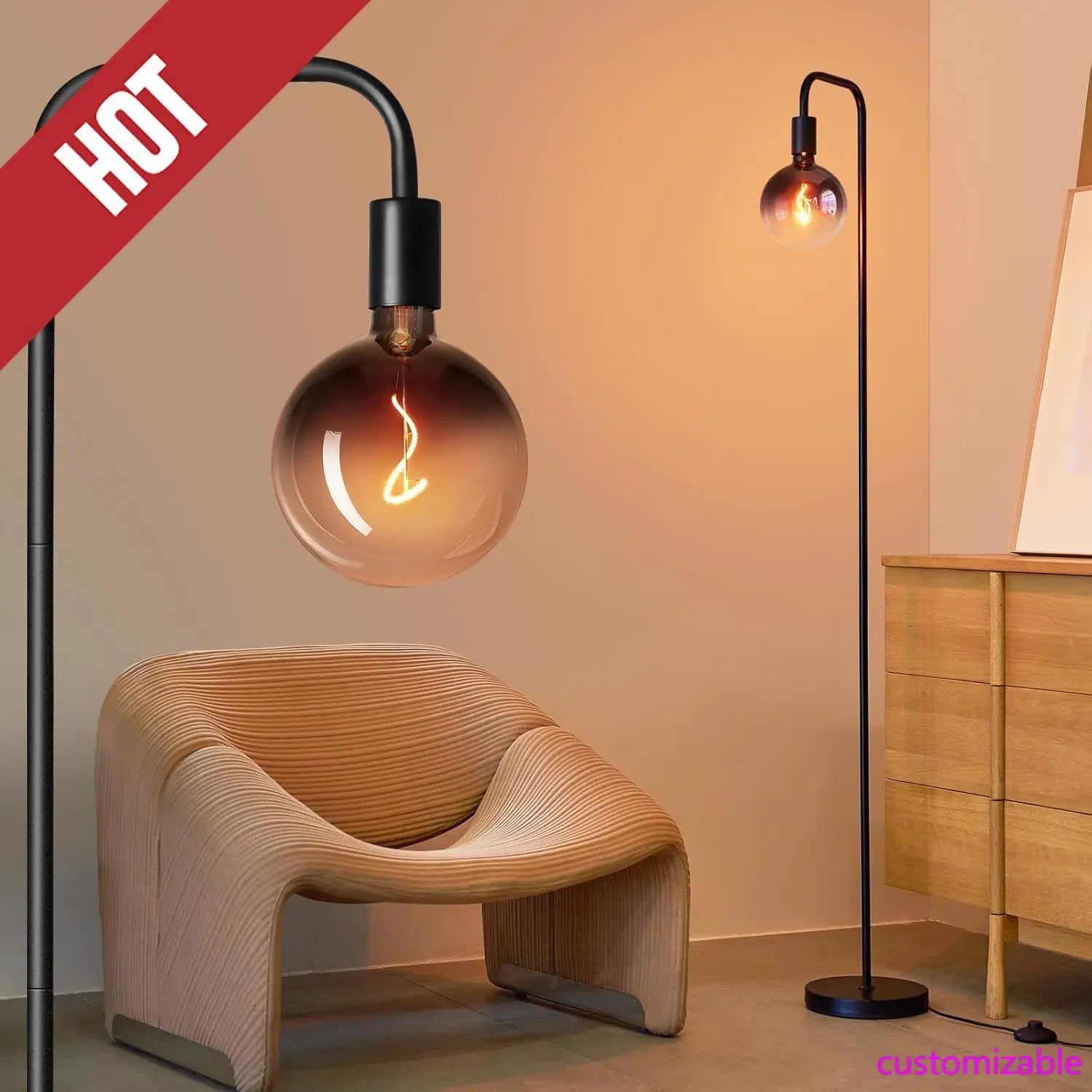 Modern Industrial Globe Floor Lamp