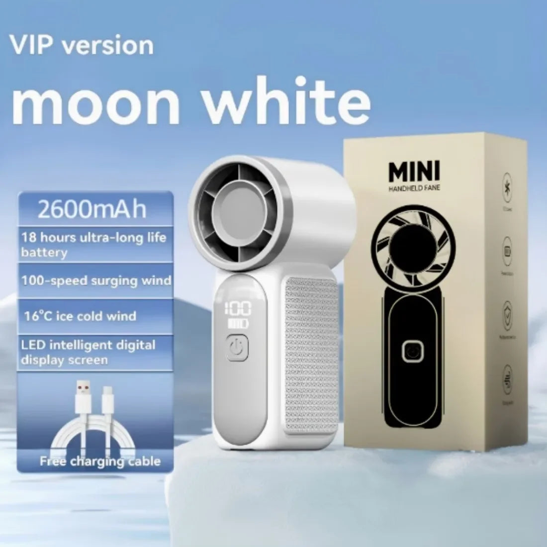 100-Speed Turbo Handheld Fan