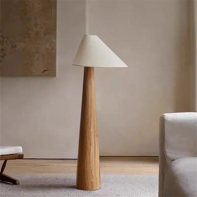 Designer Tapered Oak Wood Floor Lamp