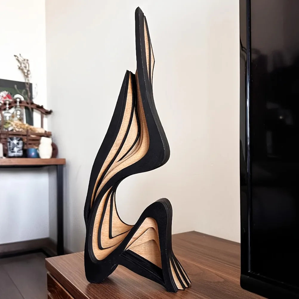 Artistic Abstract Wooden Streamline Sculpture