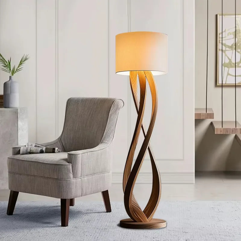Luxury Twisted Wood Floor Lamp