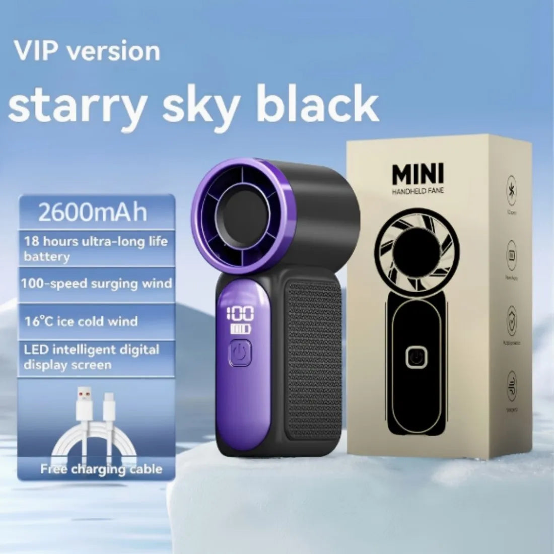 100-Speed Turbo Handheld Fan