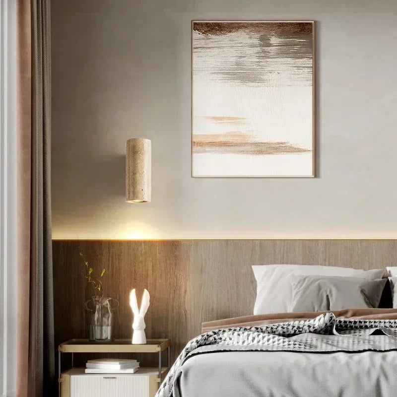 Natural Travertine Stone Wall Sconce