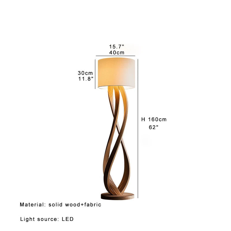 Luxury Twisted Wood Floor Lamp