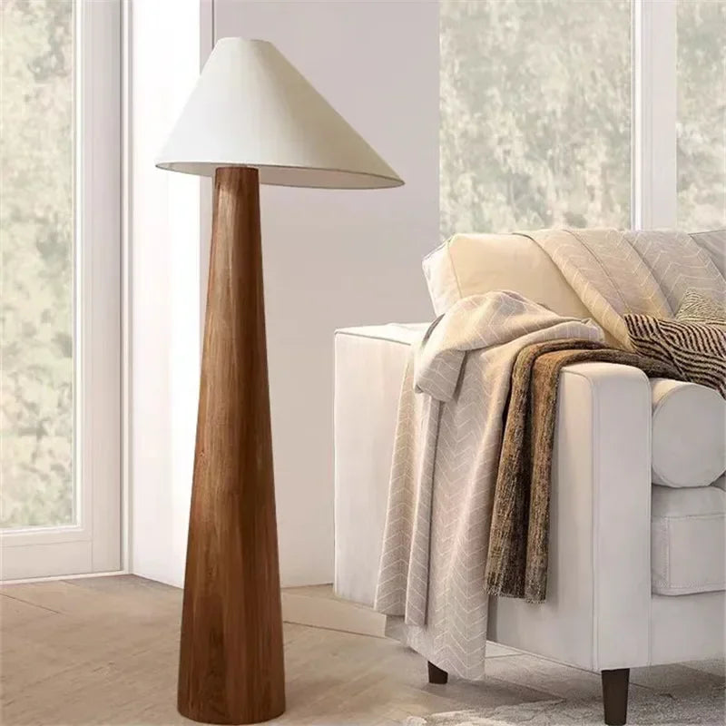 Designer Tapered Oak Wood Floor Lamp