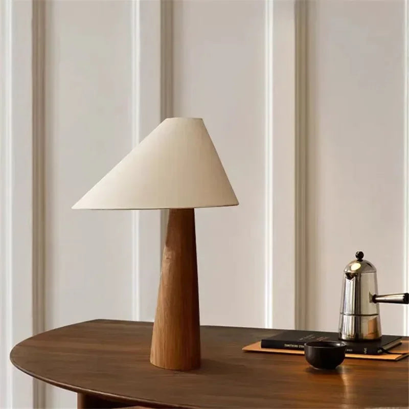 Designer Tapered Oak Wood Floor Lamp