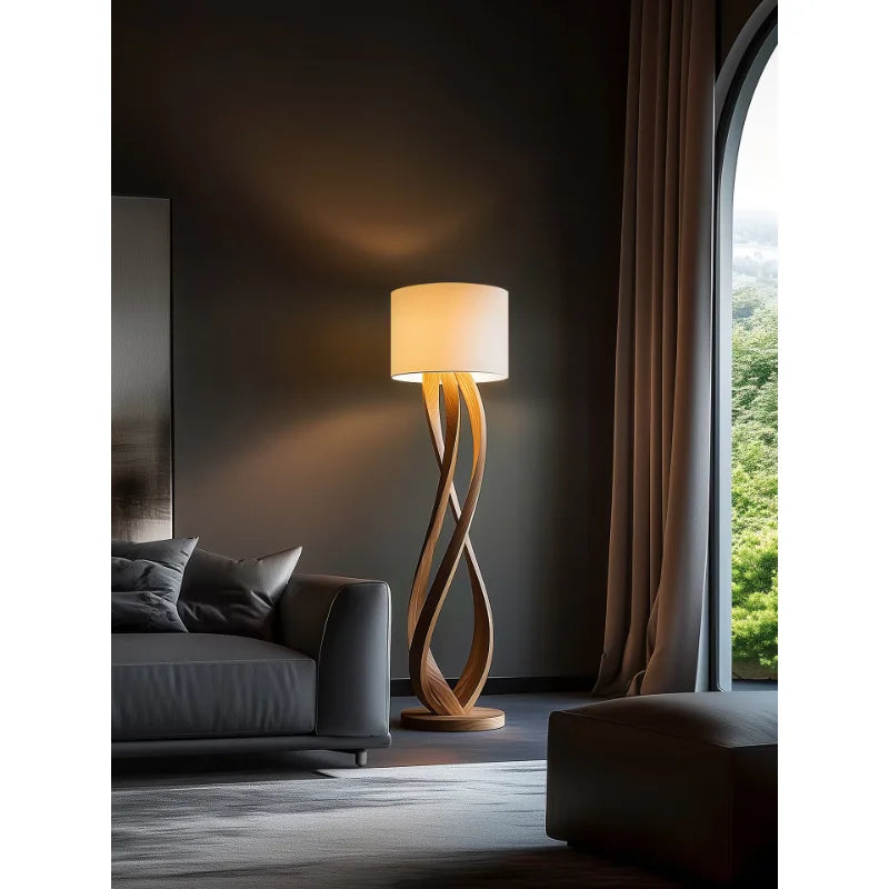 Luxury Twisted Wood Floor Lamp