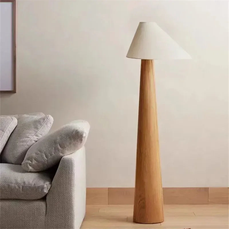 Designer Tapered Oak Wood Floor Lamp