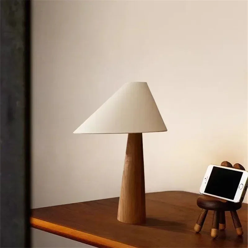 Designer Tapered Oak Wood Floor Lamp
